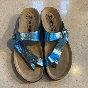 Mephisto Helen Sandal Metallic Blue crackle Size 39